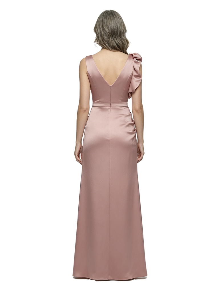 ChicSew Fancy V-Neck Ruched Satin Mermaid Mother Of The Groom Evening Gowns Side Slit