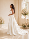 ChicSew Modern Strapless Sleeveless Ruching Satin Sheath Maxi Wedding Dress