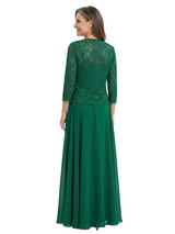 ChicSew Long Sleeve Lace Jacket Lace Beaded Long Chiffon Casual Mother Of The Bride And Groom Dresses