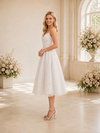 ChicSew Elegant Glitter Tulle A-Line Spaghetti Straps Midi Wedding Dress