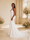ChicSew Sexy Spaghetti Straps Mermaid Crepe Floor-Length Wedding Dress With Applique