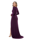 ChicSew Jewel Long Sleeve Jersey Side Slit Mermaid Formal Evening Gown Mother of the Groom Dress