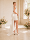 ChicSew Unique Satin Square Neckline Sheath Mini Wedding Dresses With Bow Knot