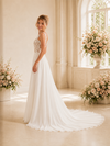 ChicSew Elegant V-Neck A-Line Lace Applique Chiffon Long Wedding Dresses With Train