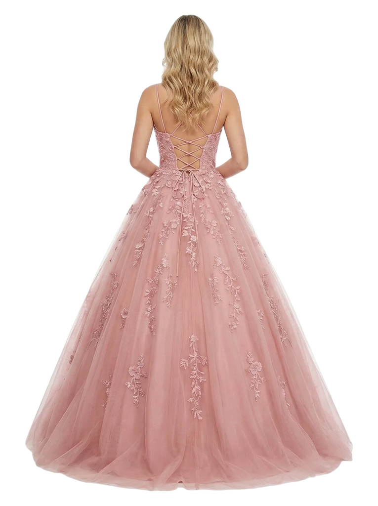ChicSew Elegant Ball Gown Prom Dress Lace Tulle A-Line Long Formal Evening Gown