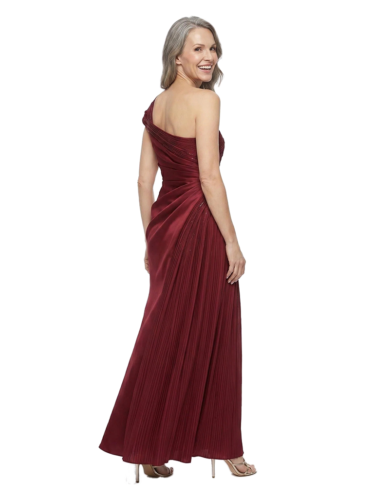 ChicSew One Shoulder Sequin Side Slit Ruched Satin Floor-Length Mermaid Mother of the Bride Dress