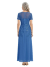 ChicSew Short Sleeves Lace Applique Mother Of The Groom Gown Jewel Chiffon Evening Dress
