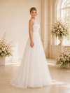 ChicSew Elegant Illusion Sleeveless A-Line Glitter Tulle Long Wedding Dresses With Lace Appliques