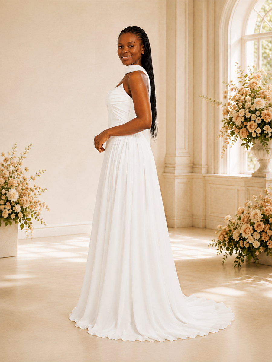 ChicSew Unqiue Sweetheart Chiffon A-Line Floor-Length Wedding Dress With Pleats