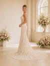 ChicSew Modern Deep V-Neck Mermaid Lace Tulle Floor-Length Wedding Dresses With Button Back