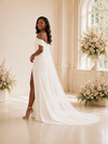 ChicSew Elegant Off The Shoulder Satin Tulle Mermaid Maxi Long Wedding Dress With Side Slit