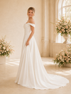 ChicSew Classy Off The Shoulder Satin Ruched A-Line Floor-Length Wedding Dress