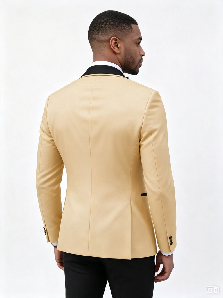 Classic 2 Piece Gold Men's Suit with Regular Fit and Sophisticated Peak Lapel
