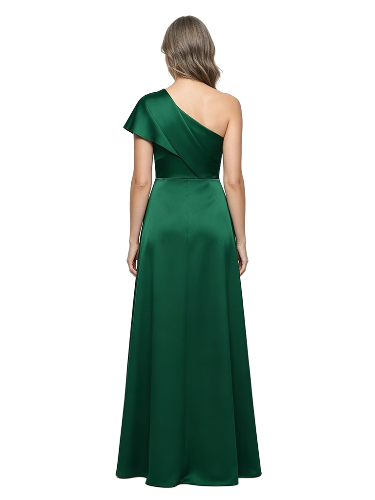 ChicSew One Shoulder Satin Floor Length A-Line Mother of the Bride Dress