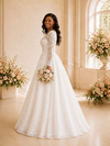 ChicSew Elegant Illusion Long Sleeves Lace Appliques Glitter Tulle Maxi Wedding Dress