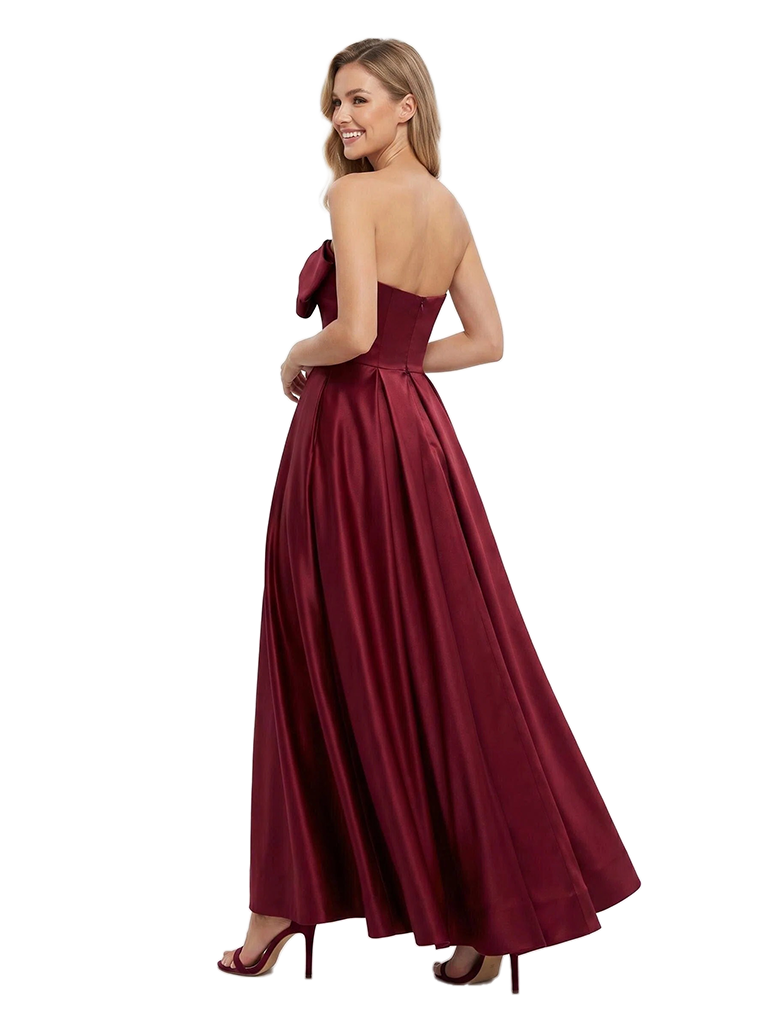 ChicSew Fancy Sweetheart Bow Knot Soft Satin A-Line Ankle-Length Bridesmaid Dresses