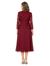 ChicSew Classy Chiffon Mother Of The Bride Dresses With Lace Appliqué Jacket Two Piece A-Line Wedding Guest Dress