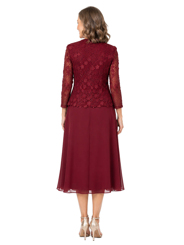 ChicSew Classy Chiffon Mother Of The Bride Dresses With Lace Appliqué Jacket Two Piece A-Line Wedding Guest Dress
