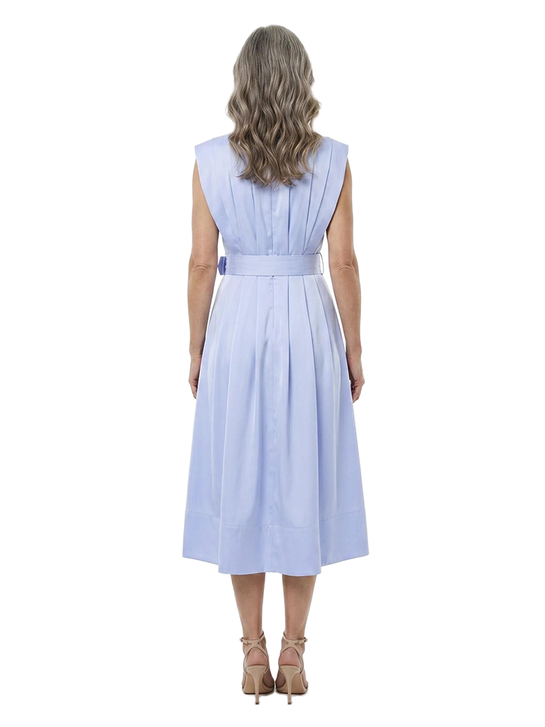 ChicSew High Neck Sleeveless Ruched Satin Tea-Length A-Line Mother of the Bride Dress
