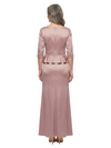 ChicSew Fancy V-Neck Long Sleeves Lace Beaded Waist Silky Satin Mermaid Mother Of The Groom Evening Gowns