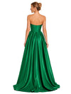 ChicSew Sexy Strapless Soft Satin Side Slit A-Line Floor-Length Bridesmaid Dress With Boning