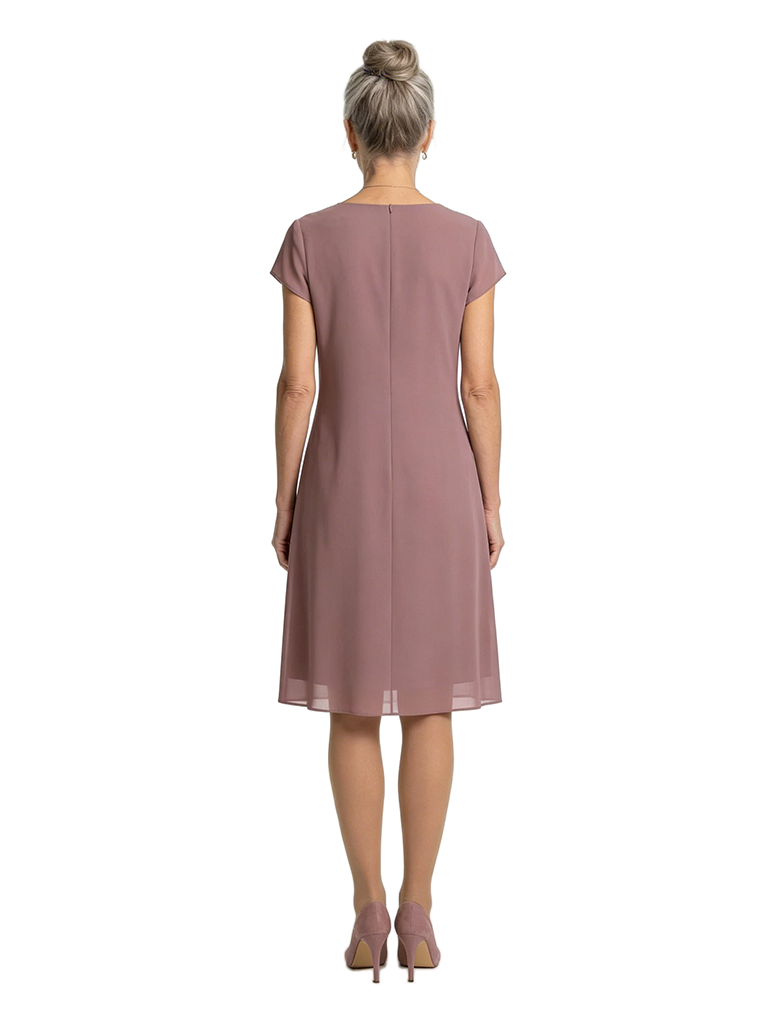 ChicSew Jewel Short Sleeves Knee Length Chiffon A-Line Mom Of The Groom Dresses