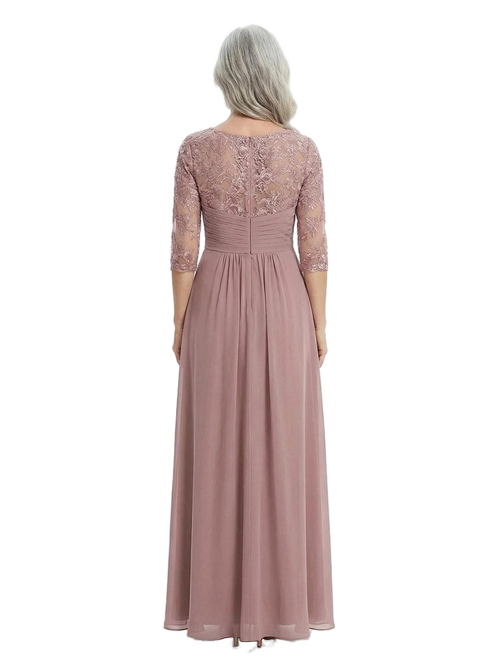 ChicSew Jewel 3/4 Sleeves A-Line Chiffon Lace Applique Mother Of The Bride Dress