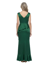 ChicSew V-Neck Sleeveless Asymmetrical Ruffle Floor Length Satin Mermaid Mother of the Bride Dress