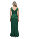 ChicSew V-Neck Sleeveless Asymmetrical Ruffle Floor Length Satin Mermaid Mother of the Bride Dress