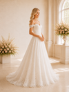 ChicSew Beautiful Off The Shoulder A-Line Lace Tulle Maxi Long Wedding Dresses