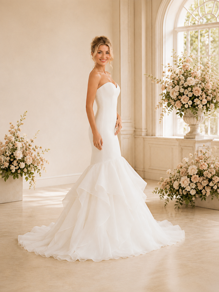 ChicSew Classic Sweetheart Sleeveless Mermaid Crepe Floor-Length Wedding Dresses