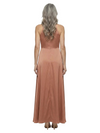 ChicSew High Neck Bow Tie Pleated Waist Satin Long A-Line Mother of the Bride Dress