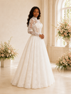 ChicSew Elegant High Neck Long Sleeves Boning Lace Maxi A-Line Wedding Dress
