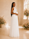 ChicSew Elegant Chiffon Halter Pleated A-Line Floor-Length Wedding Dress With Bow Knot