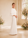 ChicSew Elegant Sabrina Flutter Sleeves Sheath Crepe Long Wedding Dress