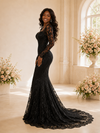 ChicSew Romantic Mermaid Long Sleeves Tulle Lace Appliques Maxi Wedding Dress