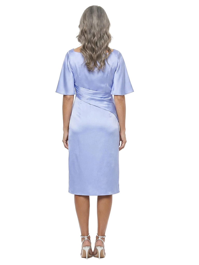 ChicSew Elegant Square Neck Mother Of The Groom Dresses Flutter Sleeve Satin Sheath Tea Length