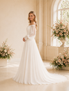 ChicSew Fancy Chiffon Off The Shoulder Long Sleeves A-Line Floor-Length Wedding Dress With Pleats