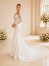 ChicSew Fancy Sexy Lace Tulle Off The Shoulder Long Sleeves Boning Mermaid Maxi Wedding Dresses With Train