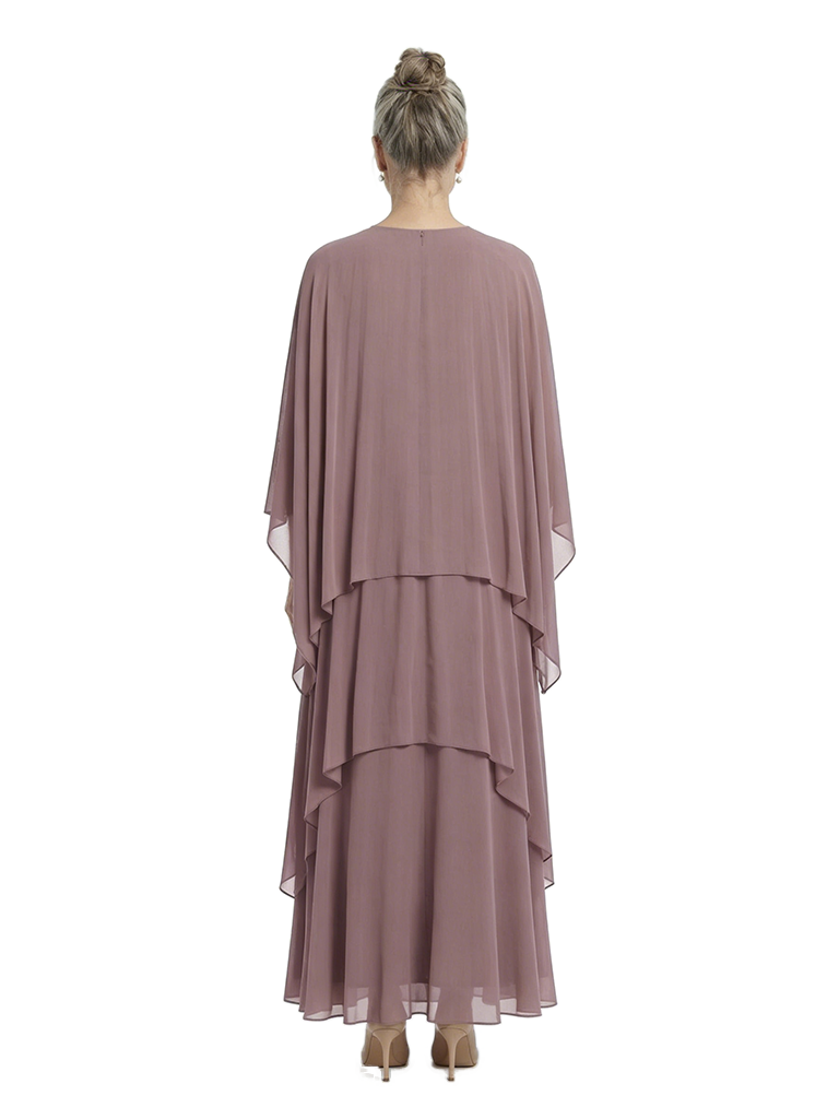 ChicSew Modern Layered Chiffon Mother Of The Bride Dress With Capelet Flowy Multi-Layer