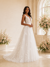 ChicSew Elegant Spaghetti Straps V-Neck Tulle Long A-Line Wedding Dress With Lace Appliques
