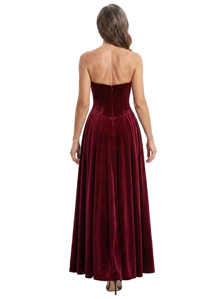 ChicSew Sweetheart Strapless Velvet A-Line Mother Of The Bride Dresses With Pleats
