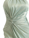 Elegant Mermaid Halter Soft Satin Long Bridesmaid Dresses Slit For Wedding