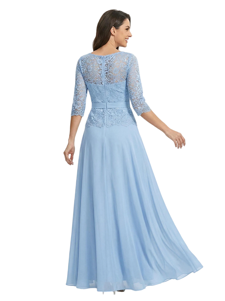 ChicSew Illusion Lace Long Sleeve Rhinestone Waistband Ankle Length Mother of The Bride Dresses