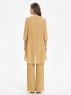 ChicSew Classy Chiffon Mother Of The Groom PantSuits Three Piece Set With Lace Appliques Bodice