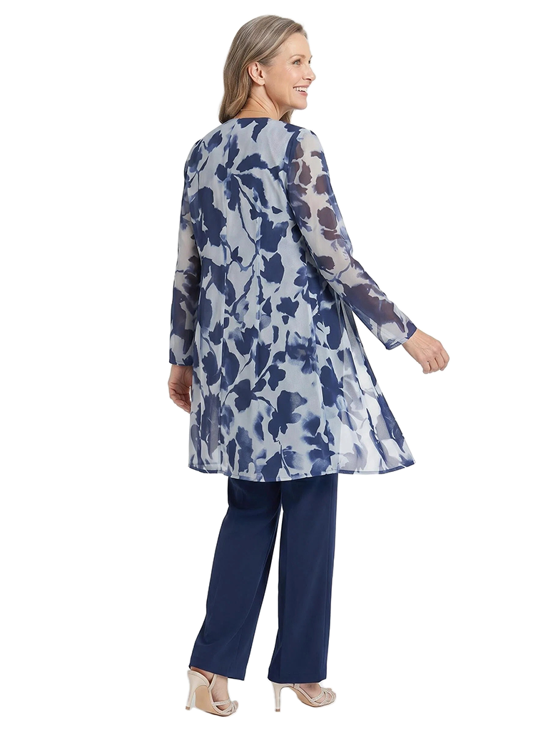 ChicSew Fancy Three Piece Chiffon Mother Of The Bride Pantsuits With Floral Jacket