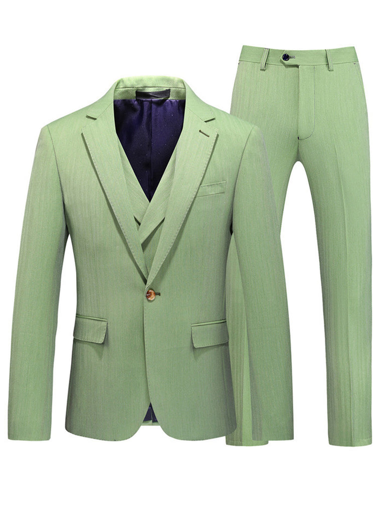 Sage Classic 3 Piece Men's Suit with Regular Fit and Sophisticated Peak Lapel CN476