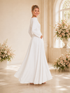ChicSew Classy Elegant Long Sleeves A-Line Floor-Length Crepe Wedding Dress With Pocket