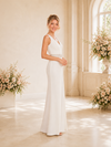 ChicSew Unique Deep V-Neck Spaghetti Straps Sleeveless Crepe Sheath Wedding Dresses
