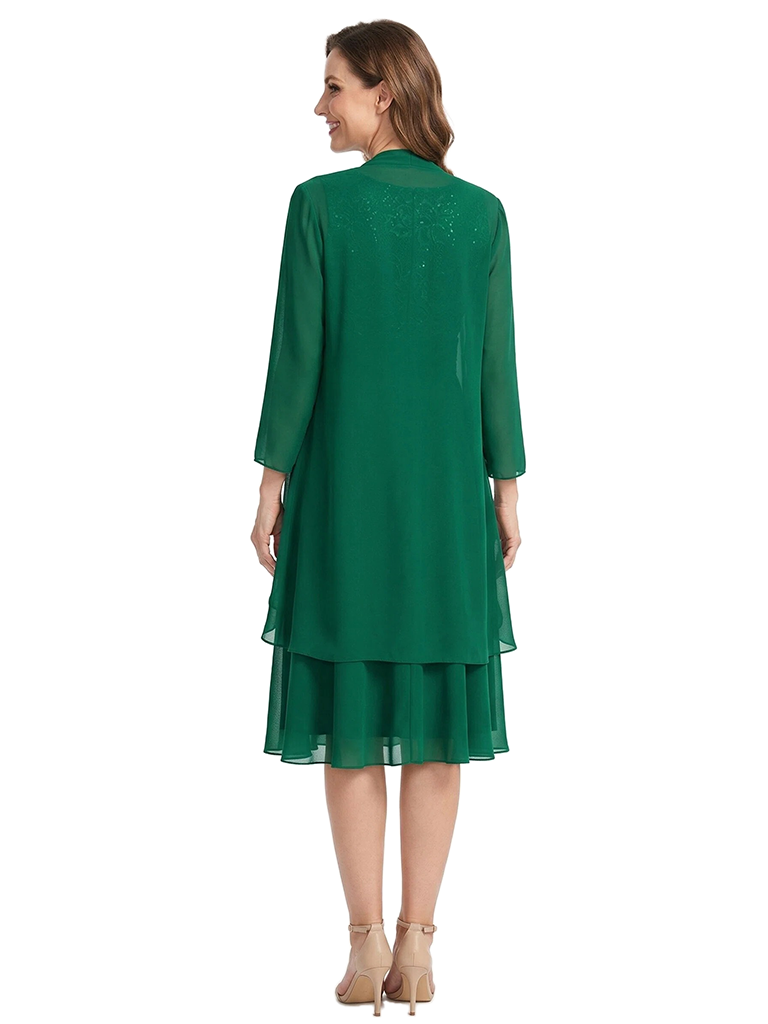 ChicSew Scoop Long Sleeve Chiffon Jacket Lace  A-Line Mother Of The Bride And Groom Dresses